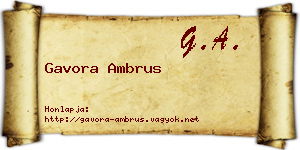 Gavora Ambrus névjegykártya
